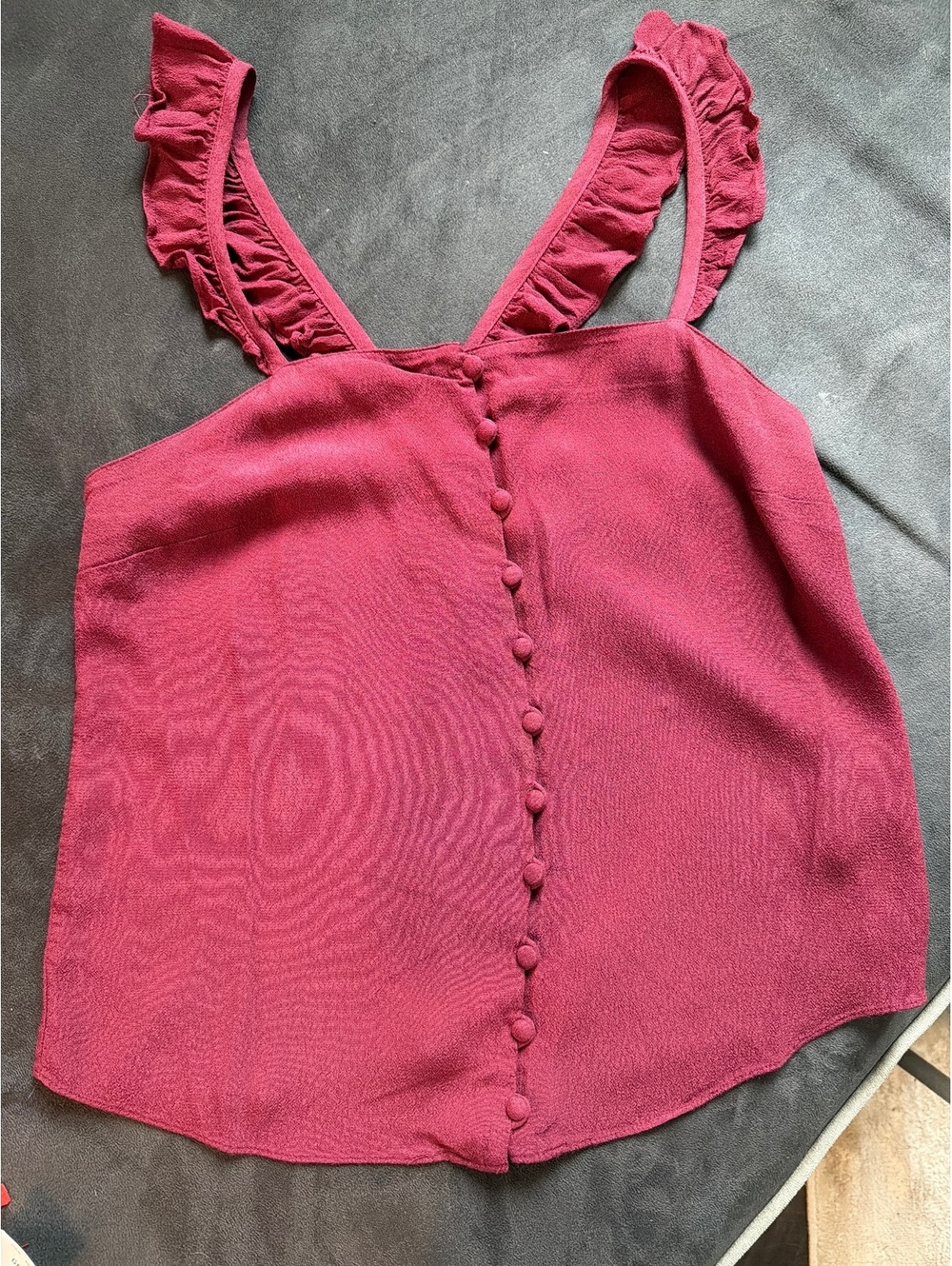 Madewell Burgundy Ruffle‎ Strap Button Front Tank Top Size 00